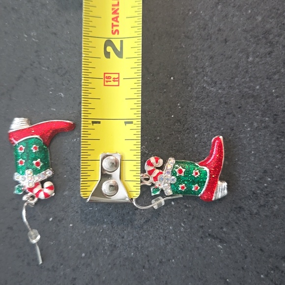 Cowgirl Boot Earrings Christmas Festivities - Picture 3 of 3